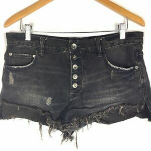 Free people faded black distressed cut off shorts